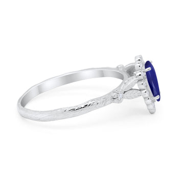 Teardrop Engagement Ring Simulated Blue Sapphire CZ 925 Sterling Silver